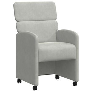 vidaXL Chaises de Salle &agrave; Manger avec Roues 2 pcs Gris clair Velours