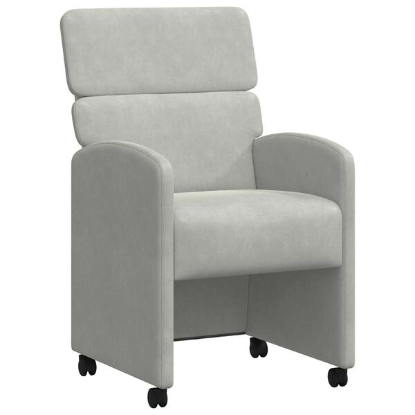 vidaXL Chaises de Salle &agrave; Manger avec Roues 2 pcs Gris clair Velours