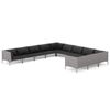 vidaXL Salon de jardin 11 pcs avec coussins R&eacute;sine tress&eacute;e Gris fonc&eacute;