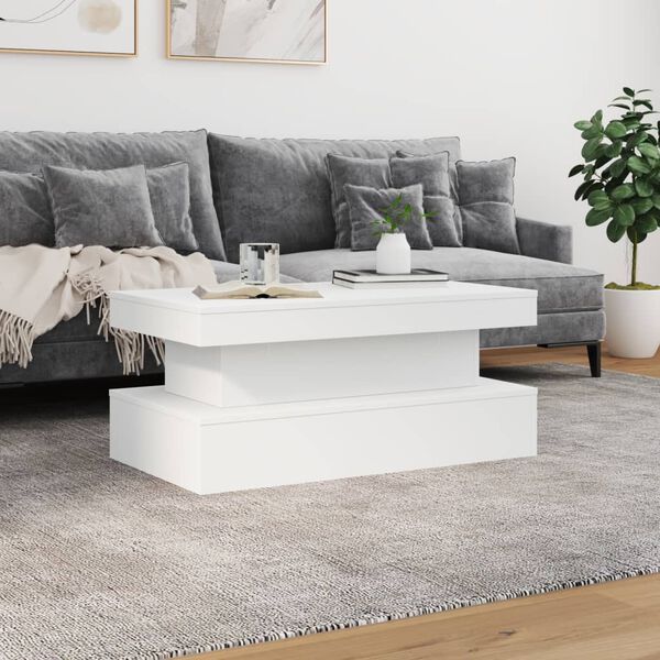 vidaXL Table basse avec lumi&egrave;res LED blanc 90x50x40 cm