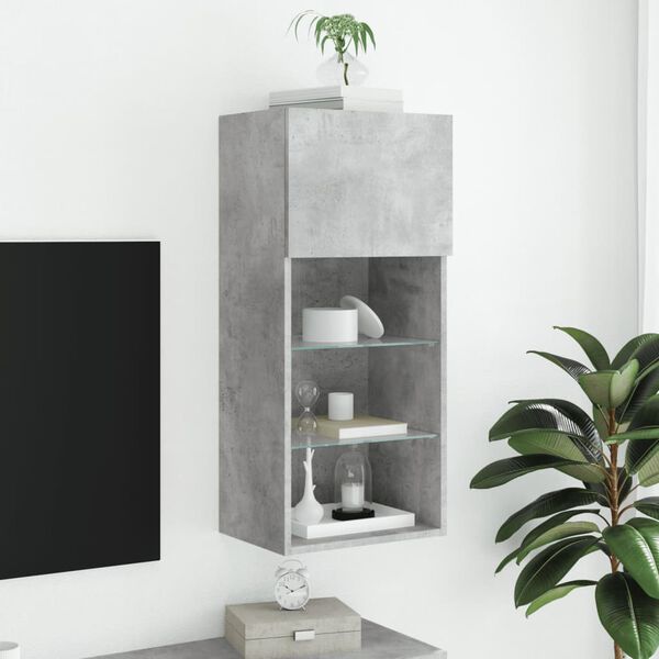 vidaXL Meuble TV avec lumières LED gris béton 40,5x30x90 cm