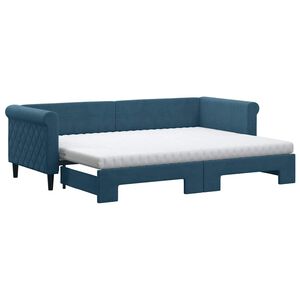 vidaXL Lit de jour avec lit gigogne et matelas bleu 80x200 cm velours