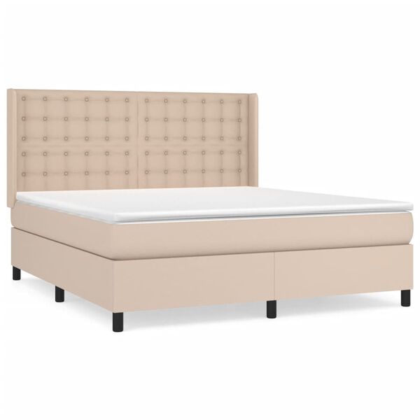 vidaXL Sommier &agrave; lattes de lit avec matelas Cappuccino 180x200 cm