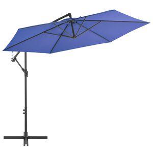vidaXL Parasol de jardin en porte-&agrave;-faux avec m&acirc;t en aluminium bleu