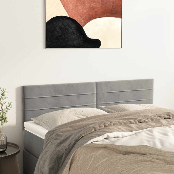 vidaXL T&ecirc;tes de lit Gris clair 144x5x78/88 cm Velours