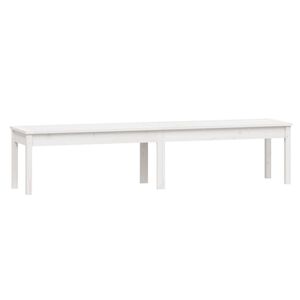 vidaXL Banc de jardin &agrave; 2 places blanc 203,5x44x45 cm bois massif pin