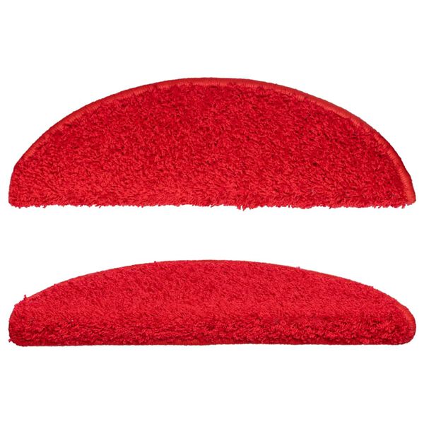 vidaXL Tapis d'escalier 15 pi&egrave;ces 56 x 17 x 3 cm Rouge Demi-rond
