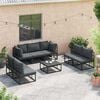 vidaXL Ensemble de canap&eacute; de jardin avec coussin 7 pcs Noir Aluminium