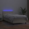 vidaXL Sommier &agrave; lattes de lit avec matelas et LED Cr&egrave;me 80x200 cm