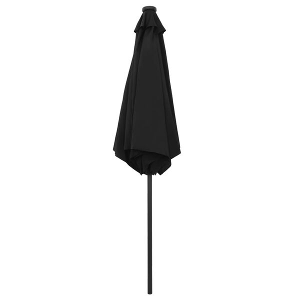vidaXL Parasol de jardin avec lumières LED et mât en aluminium noir