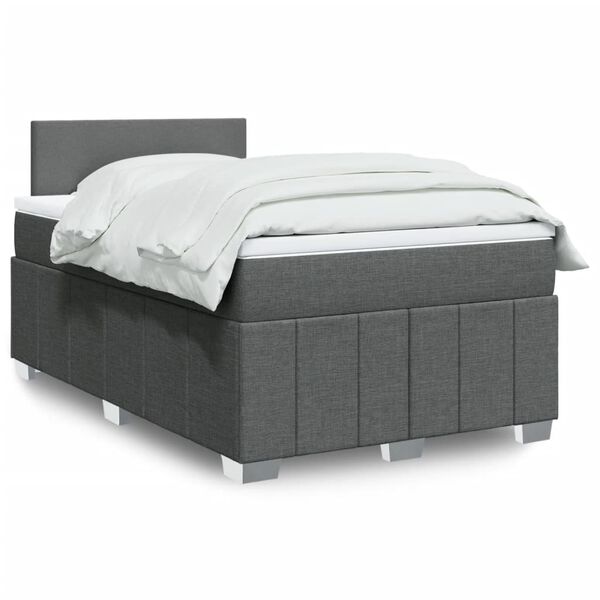 vidaXL Sommier &agrave; lattes de lit avec matelas Gris fonc&eacute; 120x200cm Tissu