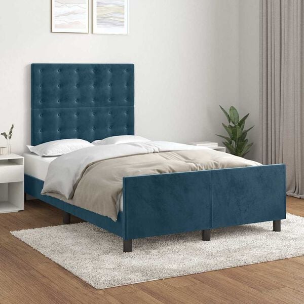 vidaXL Cadre de lit sans matelas bleu fonc&eacute; 120x200 cm velours