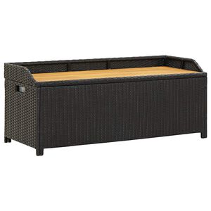 vidaXL Banc de rangement de jardin 120 cm R&eacute;sine tress&eacute;e Noir