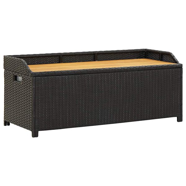 vidaXL Banc de rangement de jardin 120 cm R&eacute;sine tress&eacute;e Gris