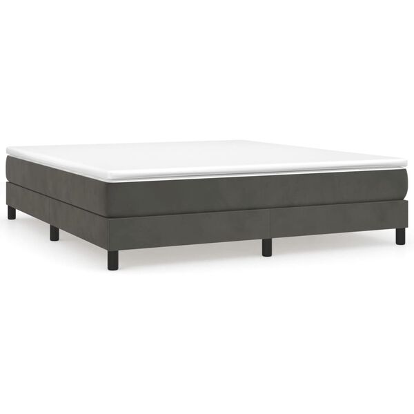 vidaXL Sommier &agrave; lattes de lit et matelas Gris fonc&eacute; 160x200cm Velours