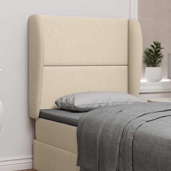 vidaXL Oreille de t&ecirc;te de lit Cr&egrave;me 80 x 23 x 6 cm tissu