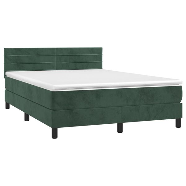vidaXL Sommier &agrave; lattes de lit et matelas Vert fonc&eacute; 140x200cm Velours