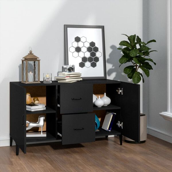 vidaXL Buffet noir 100x36x60 cm bois d'ing&eacute;nierie