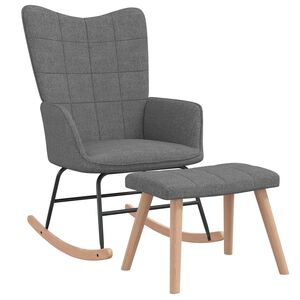 vidaXL Chaise &agrave; bascule avec tabouret Gris fonc&eacute; Tissu