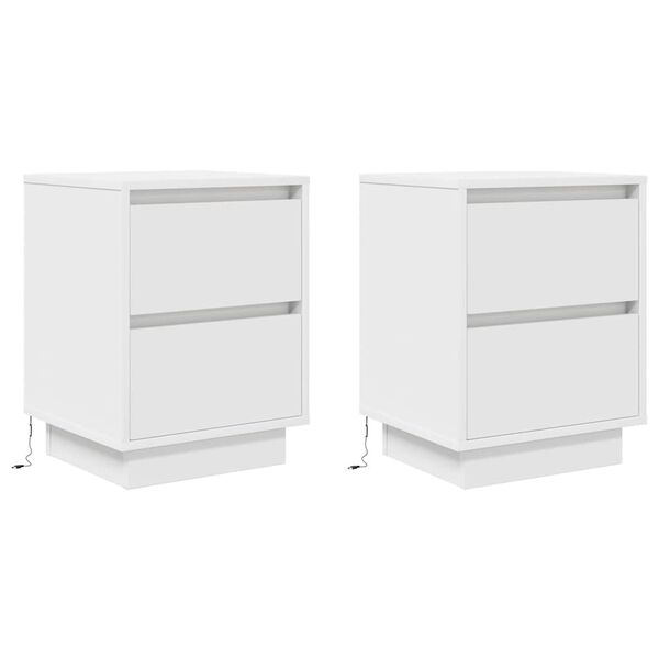 VidaXL Tables de chevet avec lumières LED 2 pcs blanc 38x34x50 cm