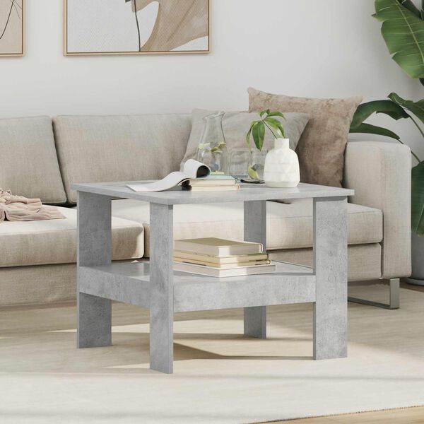 vidaXL Table basse Gris b&eacute;ton 57 x 55 x 45 cm Bois d'ing&eacute;nierie