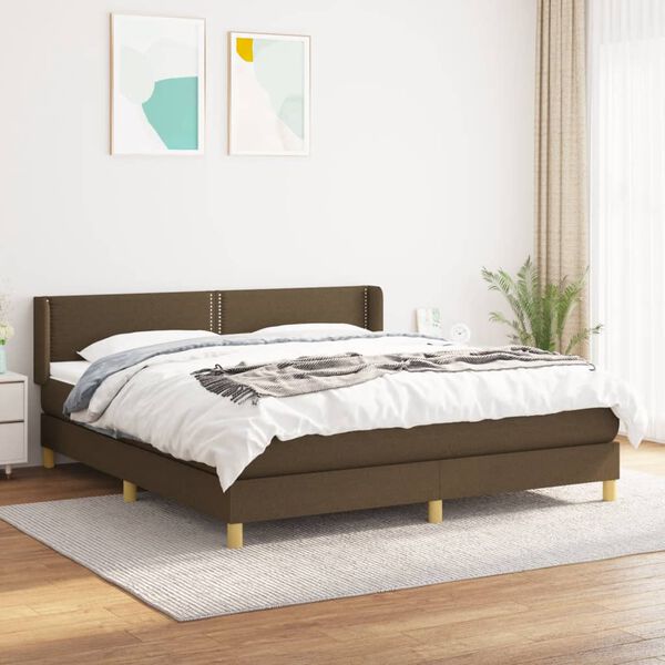 vidaXL Sommier &agrave; lattes de lit avec matelas Marron fonc&eacute; 180x200 cm