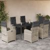 vidaXL Ensemble &agrave; manger de jardin et coussins 7 pcs gris clair rotin