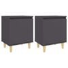 vidaXL Tables de chevet avec pieds en bois 2 pcs Gris 40x30x50 cm
