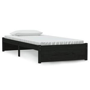 vidaXL Cadre de lit sans matelas noir bois massif 90x190 cm