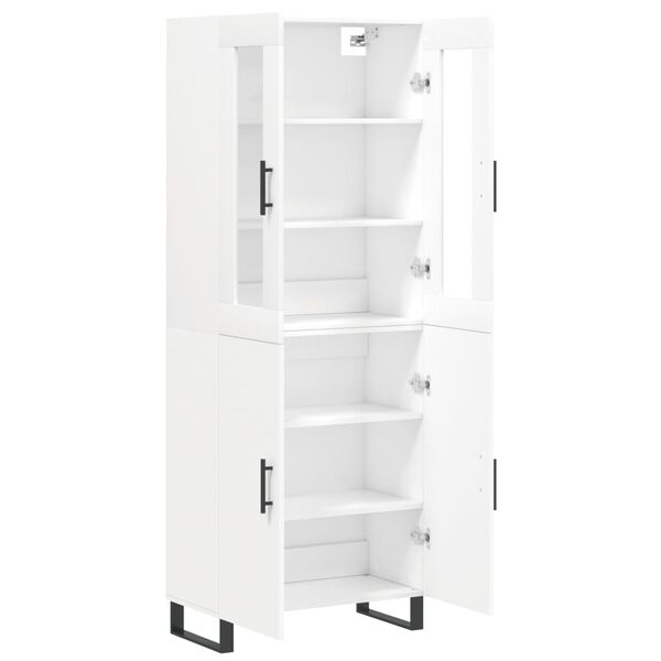 vidaXL Buffet haut Blanc 69,5x34x180 cm Bois d'ing&eacute;nierie