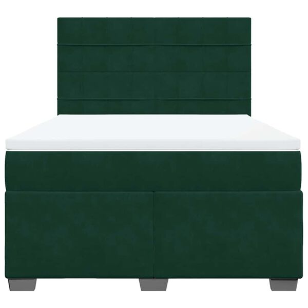 vidaXL Sommier &agrave; lattes de lit et matelas Vert fonc&eacute; 140x190cm Velours