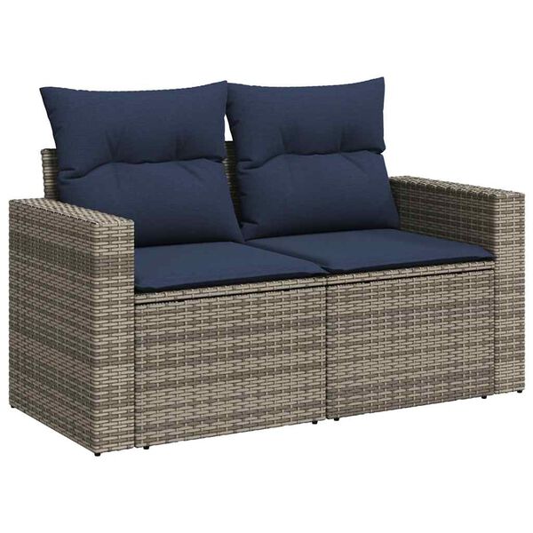 vidaXL Salon de jardin avec coussins 8 pcs gris résine tressée acacia