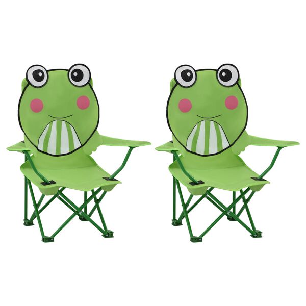 vidaXL Chaises de jardin pour enfants lot de 2 Vert Tissu