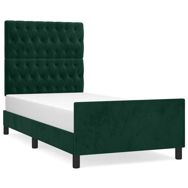 vidaXL Cadre de lit sans matelas vert fonc&eacute; 100x200 cm velours