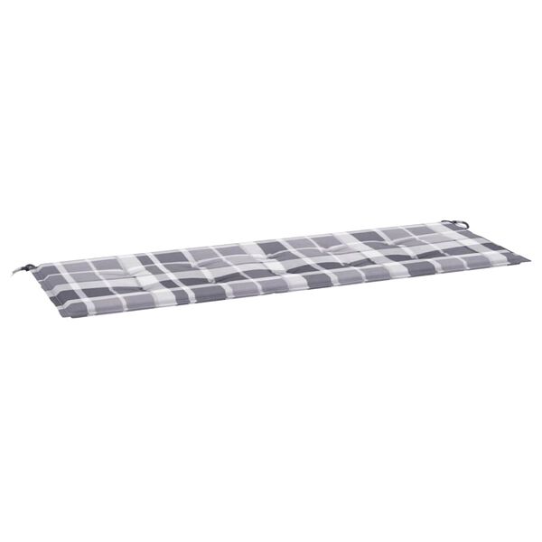 vidaXL Coussin de banc de jardin motif à carreaux gris 150x50x4 cm
