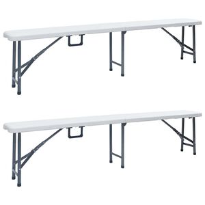 vidaXL Bancs de jardin pliables lot de 2 180 cm PEHD Blanc