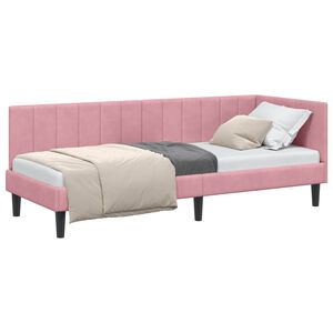 vidaXL Cadre de lit d'angle Rose 80 cm x 200 cm Velours