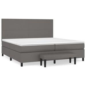 vidaXL Sommier &agrave; lattes de lit avec matelas Gris 200x200 cm Similicuir
