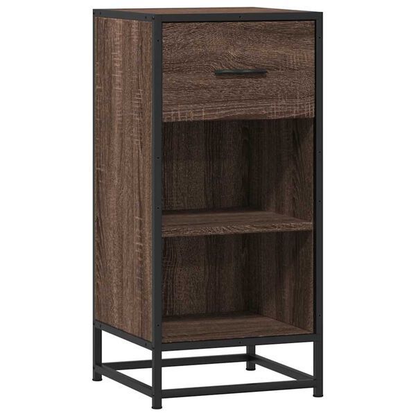 vidaXL Buffet ch&ecirc;ne marron 35,5x35x76 cm bois d'ing&eacute;nierie et m&eacute;tal