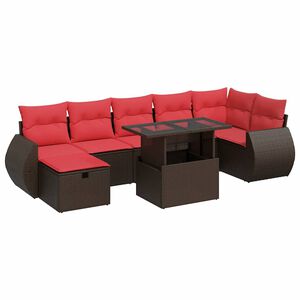 vidaXL Salon de jardin avec coussins 8 pcs marron r&eacute;sine tress&eacute;e acacia