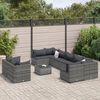 vidaXL Salon de jardin 9 pcs avec coussins gris résine tressée