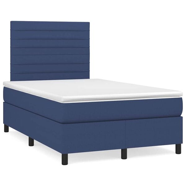 vidaXL Sommier &agrave; lattes de lit matelas et LED bleu 120x190 cm tissu