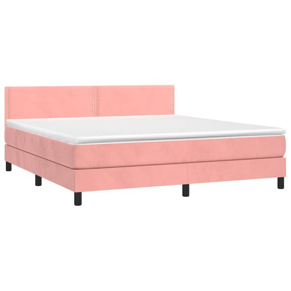 vidaXL Sommier &agrave; lattes de lit avec matelas Rose 160x200 cm Velours