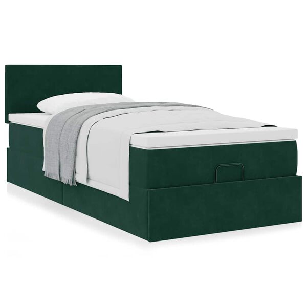 vidaXL Lit ottoman avec matelas vert fonc&eacute; 120x190 cm velours