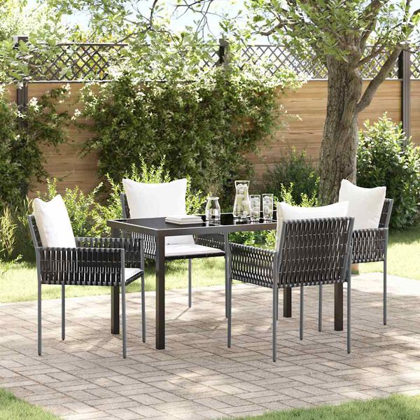 vidaXL Ensemble de salle &agrave; manger pour jardin 5 pcs Marron et Noir