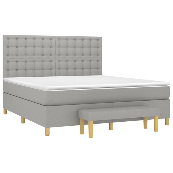 vidaXL Sommier &agrave; lattes de lit avec matelas Gris clair 180x200cm Tissu