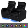 vidaXL Fauteuil inclinable &agrave; LED &agrave; 2 places cuir artificiel noir