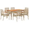 vidaXL Ensemble &agrave; manger de jardin et coussins 7 pcs beige poly rotin