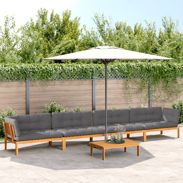 vidaXL Salon palette de jardin avec coussins 5pcs bois d'acacia massif