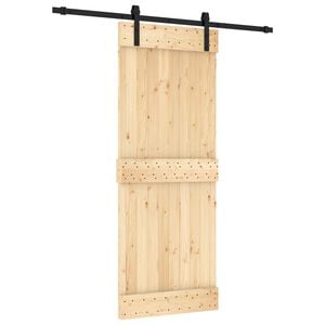 vidaXL Porte coulissante Naturel et noir 80 x 210 cm